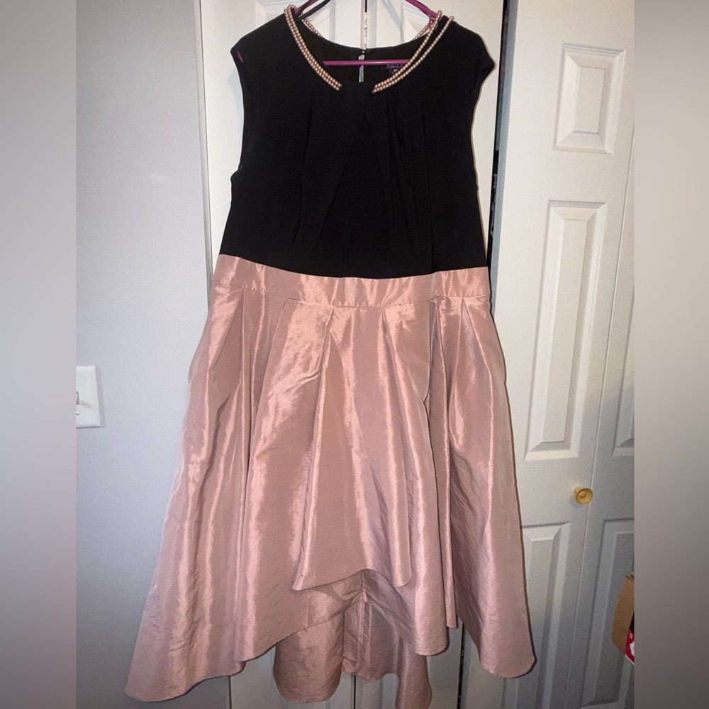 SLNY Black Dress with Pink Accents